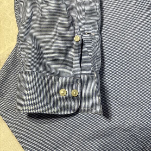 Polo Ralph Lauren Shirt Men's XXL Blue Classic Fit Houndstooth Luxury Preppy - Picture 9 of 11